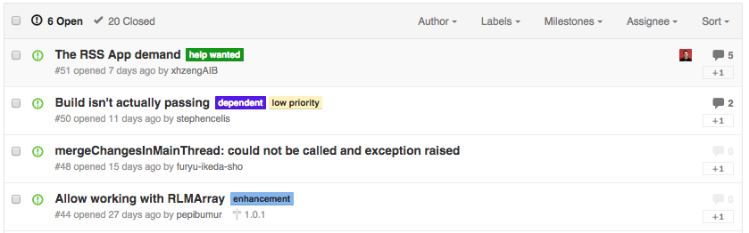 Github Issues Screenshot